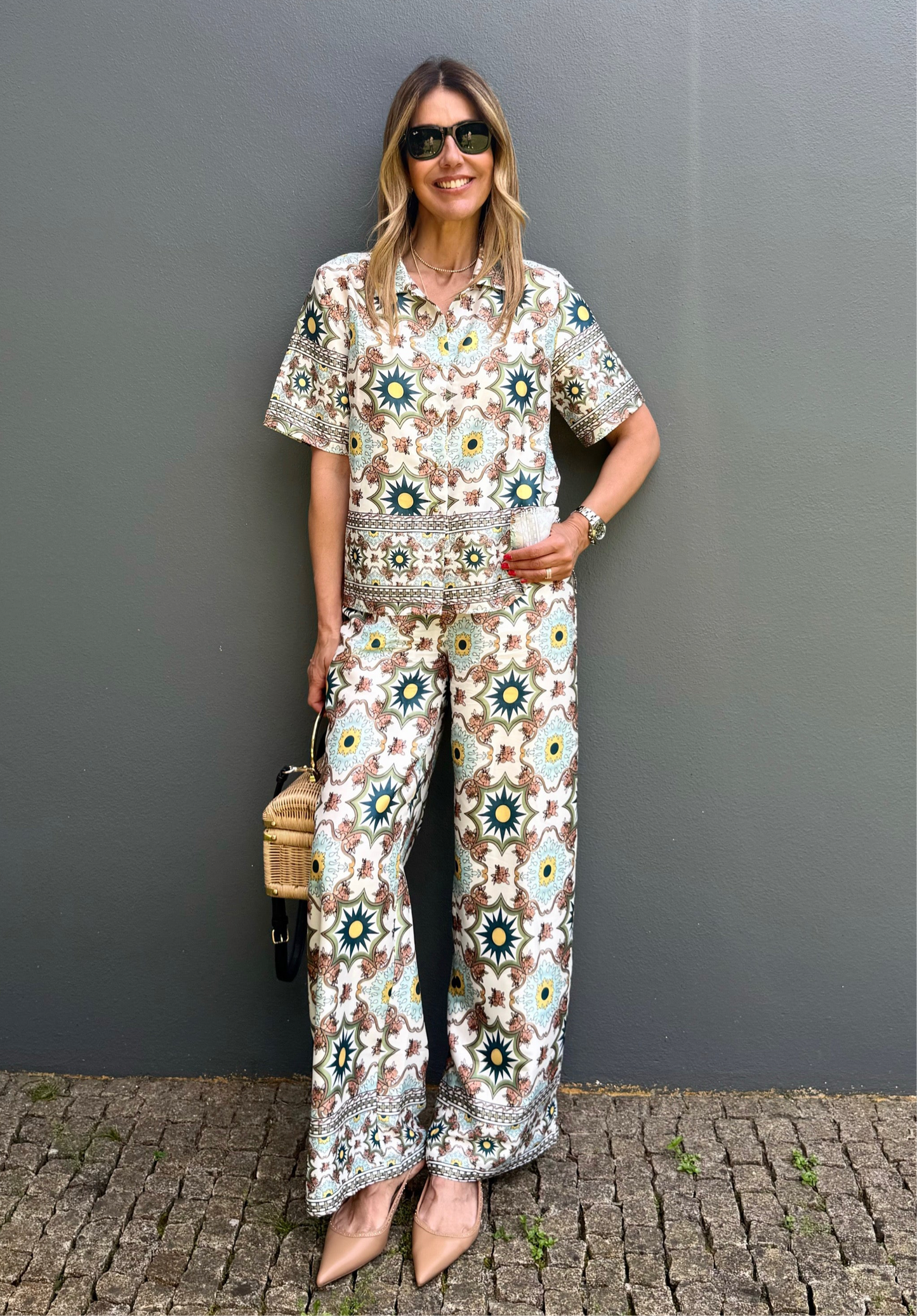 Calça estampada set