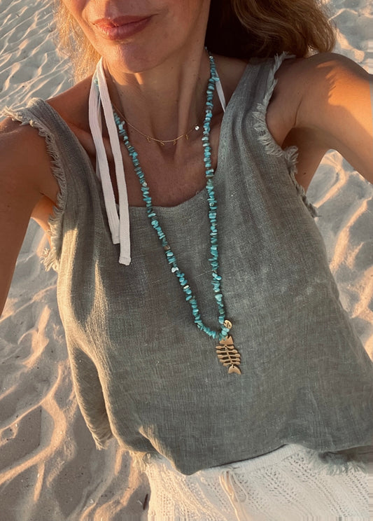 Turquoise fish necklace