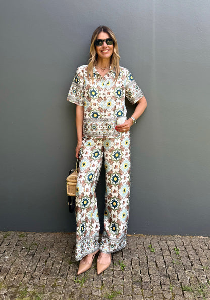 Calça estampada set